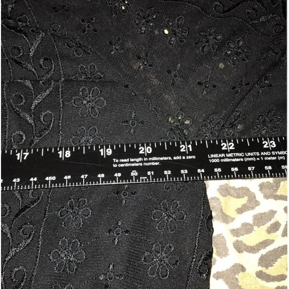 INC International Concepts size XL black semi sheer lace top lined 3/4 sleeve - Picture 11 of 11